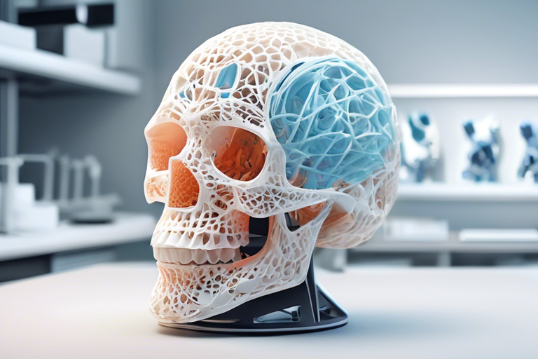 A skull model with a brain Description automatically generated